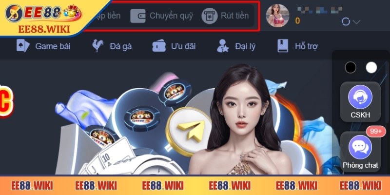 Nạp Rút Tiền EE88 1 Nạp rút tiền EE88 dễ thao tác với hướng dẫn chi tiết, rõ ràng